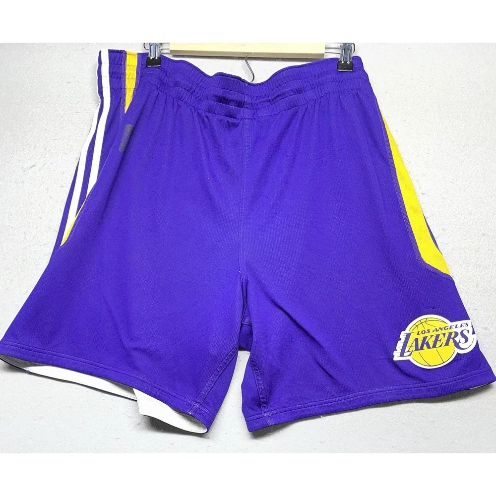 Adidas LOS ANGELES LAKERS NBA Basketball Jersey Shorts Mens Size 2XL Purple Gold
